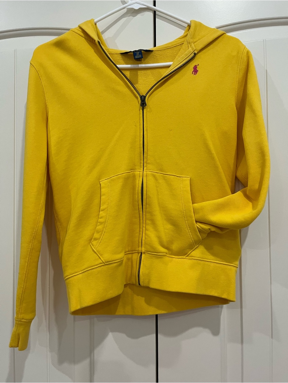 Polo by Ralph Lauren Kids Bright Yellow Zip Hoodie with Pink Pony